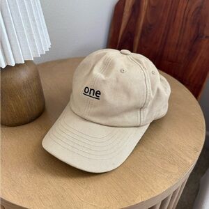 Beige Cap with Leather Strap Detail